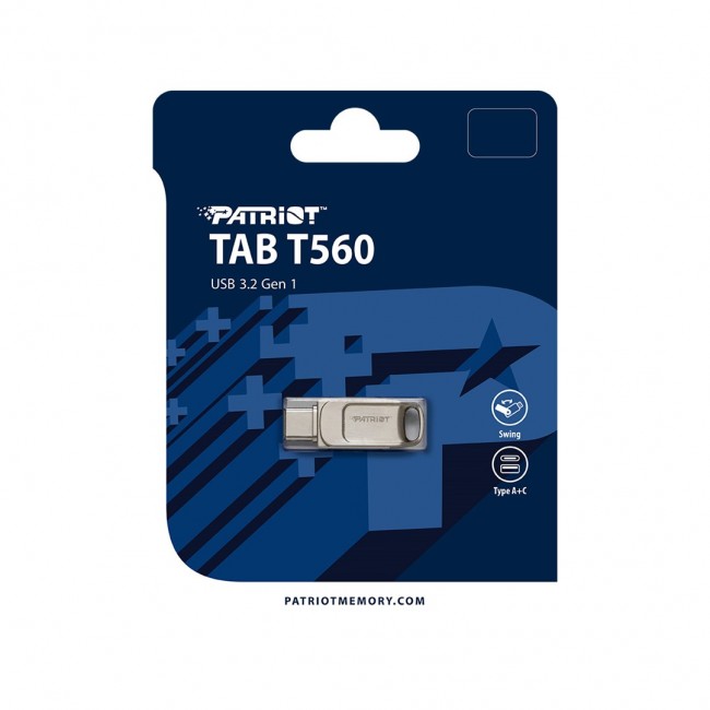 Patriot Memory Tab T560 64GB USB flash drive Dual USB 120MB/s (PS64GT560DS5D) Silver Patriot Memory Tab T560 64GB USB flash drive Dual USB 120MB/s (PS64GT560DS5D) Silver