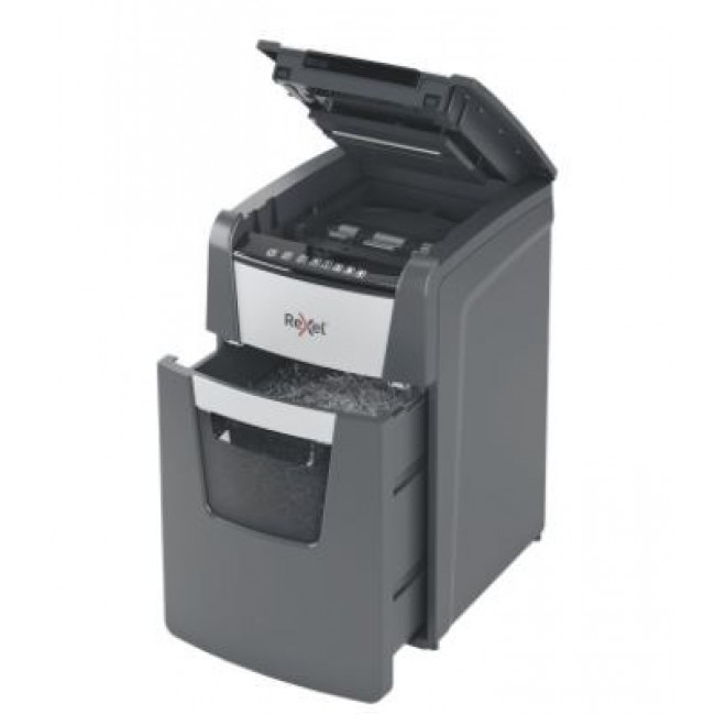 Rexel AutoFeed+ 150M automatic shredder, P-5, micro cut (2x15mm), 150 sheets, 44 litre bin Rexel AutoFeed+ 150M automatic shredder, P-5, micro cut (2x15mm), 150 sheets, 44 litre bin