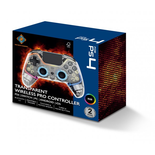 Deltaco Gaming GAM-169-T Gaming Controller Transparent Bluetooth/USB Gamepad Android, Nintendo Switch, PC, PlayStation 4, iOS Deltaco Gaming GAM-169-T Gaming Controller Transparent Bluetooth/USB Gamepad Android, Nintendo Switch, PC, PlayStation 4, iOS