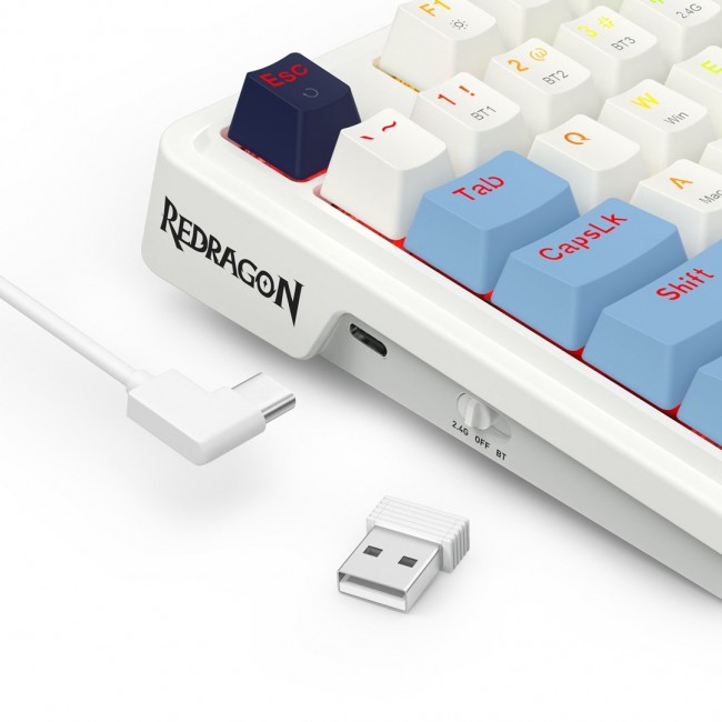 REDRAGON K728WBB-RGB-PRO Antonium Pro keyboard USB + RF Wireless + Bluetooth White, Blue