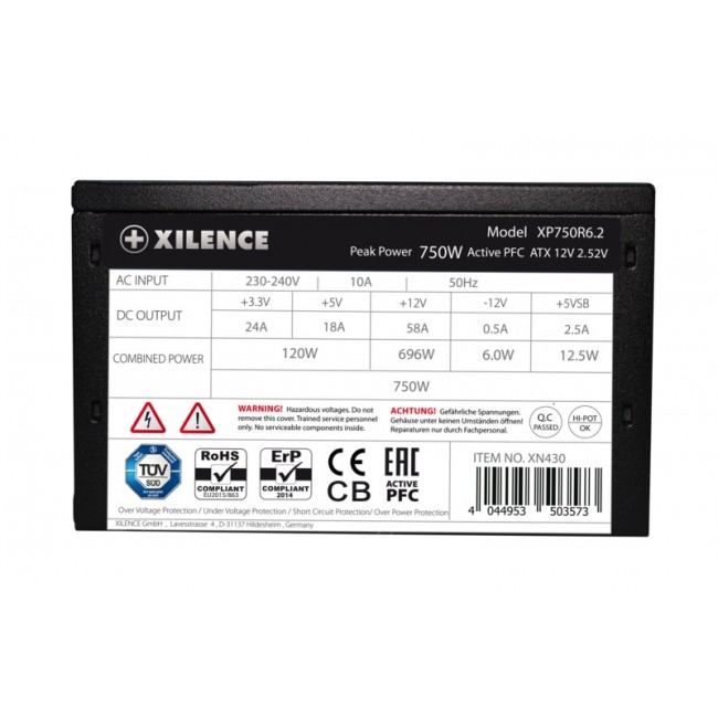 Xilence XP750R6.2 power supply unit 750 W 20+4 pin ATX ATX Black