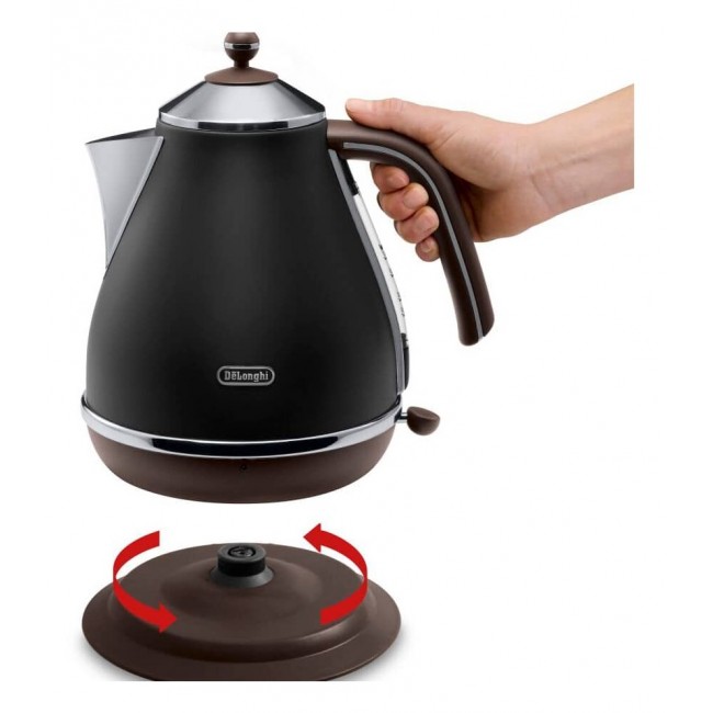 De Longhi KBOV 2001.BK electric kettle 1.7 L 2000 W Black, Brown