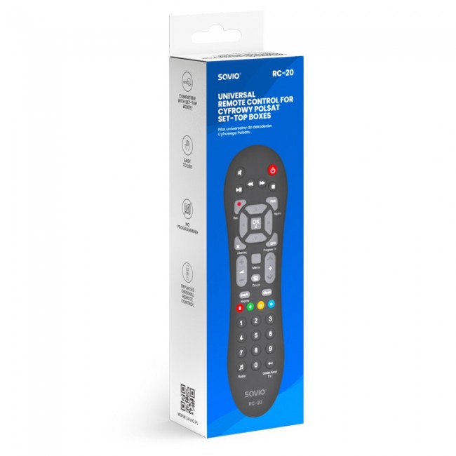 Savio RC-20 remote control IR Wireless DTV, TV Press buttons Savio RC-20 remote control IR Wireless DTV, TV Press buttons