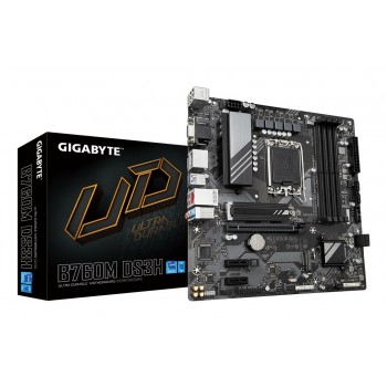 Gigabyte B760M DS3H 1.0 M/B Processor family Intel Processor socket LGA1700 DDR4 DIMM Memory slots 4 Supported hard disk drive interfaces SATA, M.2 Number of SATA connectors 4 Chipset Intel B760 Express Micro ATX