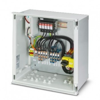 Box adj. gener. to the syst. photovolts. for 2MPPT,with DC fire disconnectors/Phoenix-Contact/1000DC/box 2MPPT/1137059/Includes: two heaters. Pr. T1/T2 in one base, two disconnect. DC fire protection with remote access, tight enclosure (IP65) with cable g