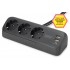 Digitus 3-way office socket strip with 2x USB-A and 1x USB-C connections, black