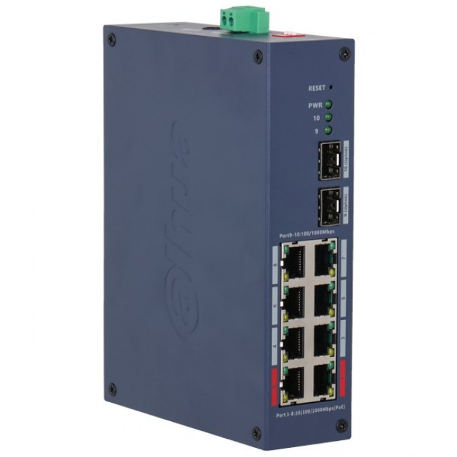Dahua Technology CHS4210-8GT-110 network switch Managed L2 Gigabit Ethernet (10/100/1000) Power over Ethernet (PoE) DIN rail Dark Blue
