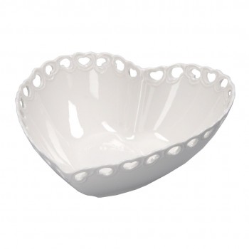 Embellished bowl Valentino heart - White, 20 cm