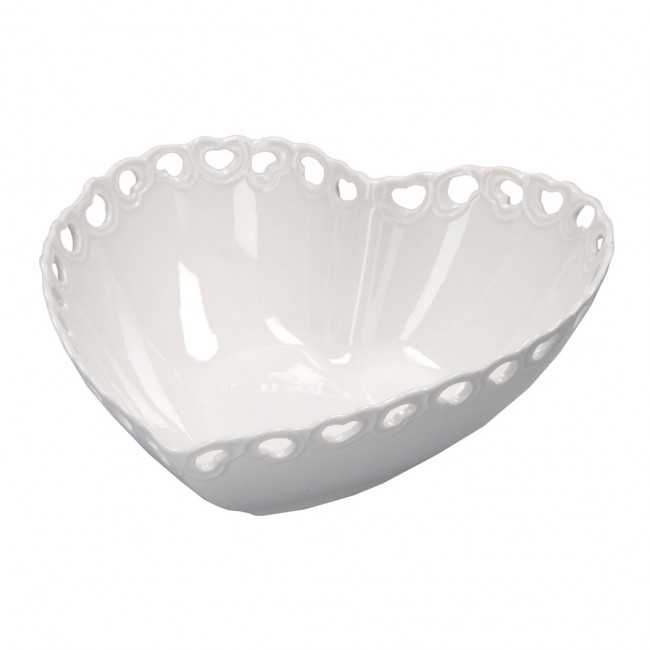 Embellished bowl Valentino heart - White, 20 cm Embellished bowl Valentino heart - White, 20 cm