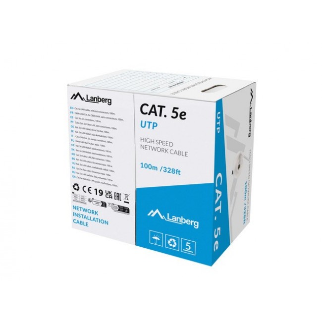 LAN CABLE UTP CAT.5E 100M CU WIRE GRAY FLUKE PASSED LANBERG LAN CABLE UTP CAT.5E 100M CU WIRE GRAY FLUKE PASSED LANBERG