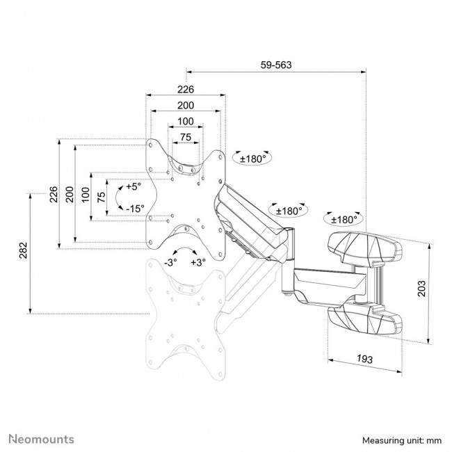 Neomounts WL70-550BL12 Monitor/TV mount wall 23-42