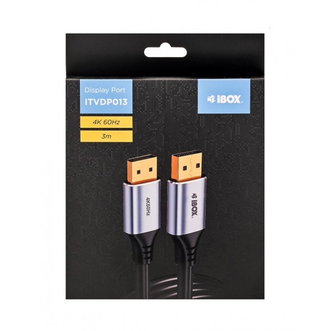 iBox ITVDP013 DisplayPort cable 4K 60Hz gold plug 3 m