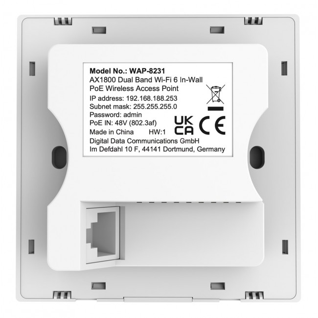 LevelOne AX1800 Dual Band Wi-Fi 6 In-Wall PoE Wireless Access Point
