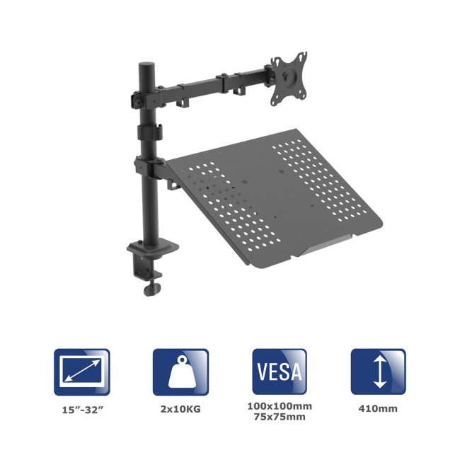 Uchwyt biurkowy do monitora i laptopa Akyga AK-MB-04 regulowane ramię 10kg VESA 75x75mm / 100x100mm 15-32 Uchwyt biurkowy do monitora i laptopa Akyga AK-MB-04 regulowane ramię 10kg VESA 75x75mm / 100x100mm 15-32