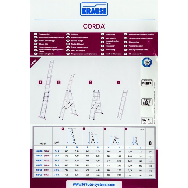 Krause Corda 3X6 multi-purpose ladder 4.85 m Krause Corda 3X6 multi-purpose ladder 4.85 m