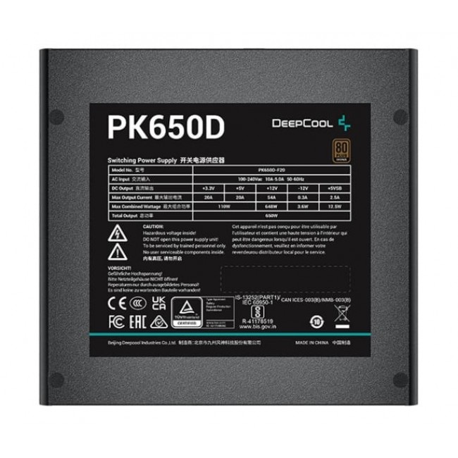 Deepcool PK650D 650W Bronze Power Supply Deepcool PK650D 650W Bronze Power Supply