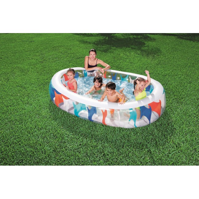 Bestway Inflatable Elliptic Family Pool 2.29m x 1.52m x 51cm - blue