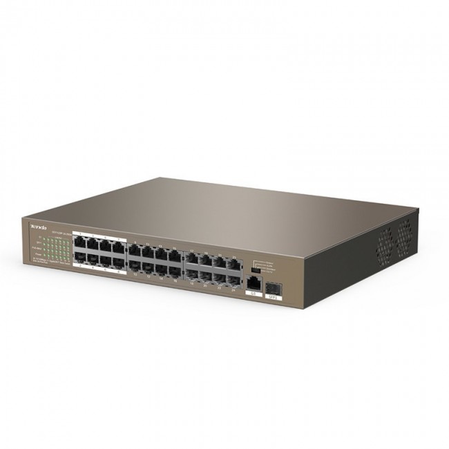 Tenda TEF1126P-24-250W network switch Unmanaged Fast Ethernet (10/100) Power over Ethernet (PoE) Grey