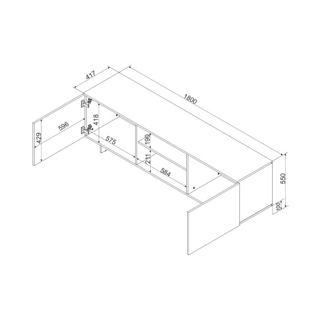 Cama 2D1P RTV cabinet ALMA 180x41.5xH55 cashmere