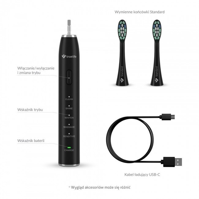 TrueLife SonicBrush Clean30 Black Adult Oscillating toothbrush