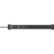 Brennenstuhl surge strip, aluminum, black