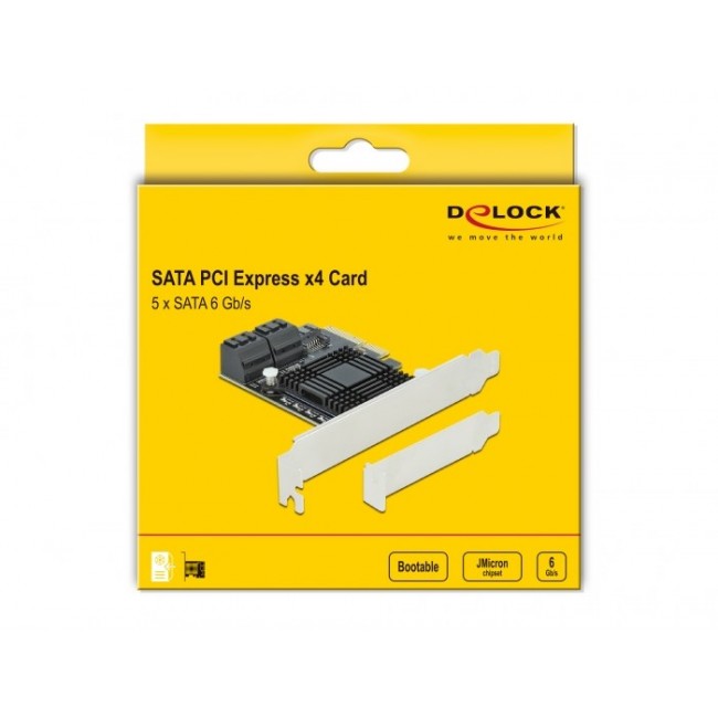DeLOCK 5 port SATA PCI Express x4 Card - Low Profile Form Factor
