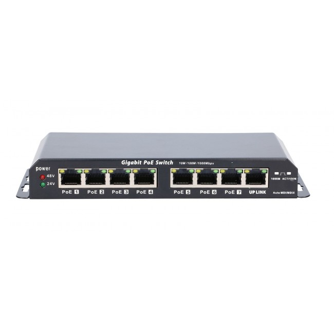 Extralink PoE Switch KRATOS 7x Gigabit PoE, 1x Uplink RJ45, Power Supply 24V 2.5A, 60W Extralink PoE Switch KRATOS 7x Gigabit PoE, 1x Uplink RJ45, Power Supply 24V 2.5A, 60W