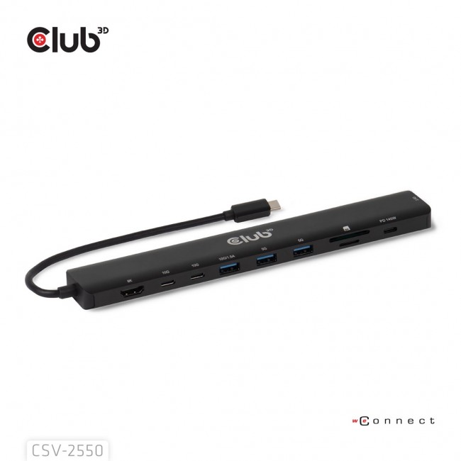 CLUB3D 10-1 Portable Dock USB Type-C 10Gbps to HDMI 8K30Hz PD3.1 Max.140Watt CLUB3D 10-1 Portable Dock USB Type-C 10Gbps to HDMI 8K30Hz PD3.1 Max.140Watt