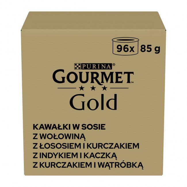 PURINA GOURMET GOLD Pieces in sauce Mix of 4 flavors - wet cat food - 96x85g PURINA GOURMET GOLD Pieces in sauce Mix of 4 flavors - wet cat food - 96x85g