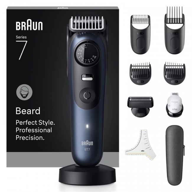 Braun BeardTrimmer 7 80789809 beard trimmer AC/Battery 40 2 cm Wet & Dry Dark Blue