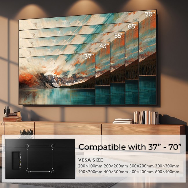 Maclean MC-891 Electric TV Wall Mount Bracket with Remote Control Height Adjustment 37'' - 70