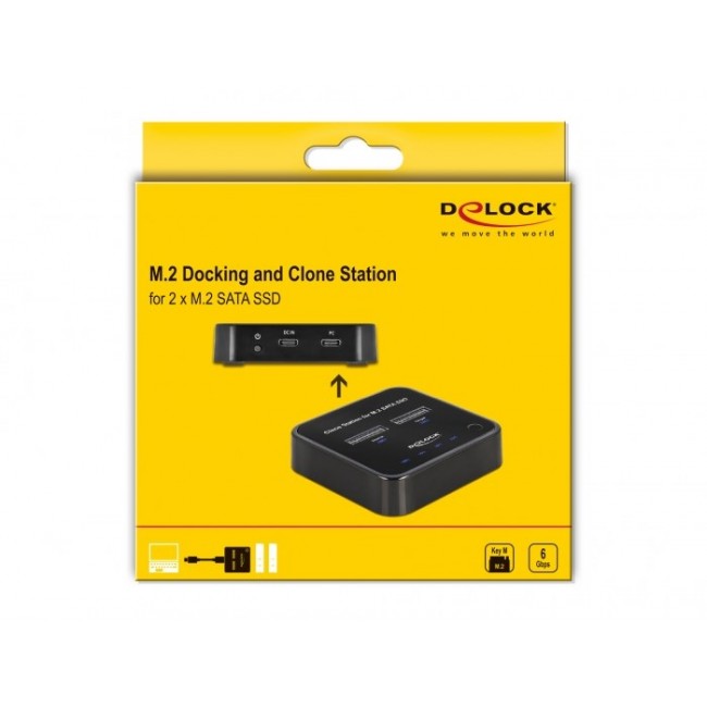 DeLOCK M.2 Docking Station for 2 x M.2 SATA SSD with Clone function
