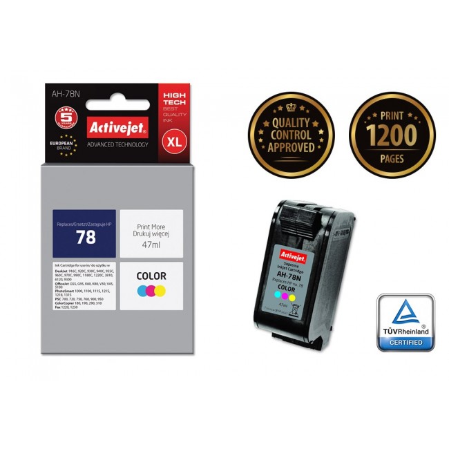 Activejet AH-78N Ink Cartridge (Replacement HP 78 C6578D Supreme 47 ml color) Activejet AH-78N Ink Cartridge (Replacement HP 78 C6578D Supreme 47 ml color)
