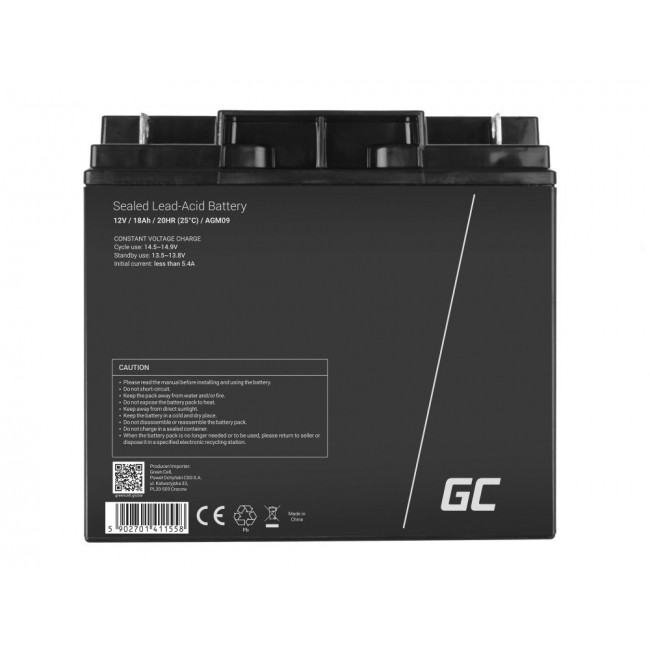 Green Cell AGM09 industrial rechargeable battery Sealed Lead Acid (VRLA) 18000 mAh 12 V Green Cell AGM09 industrial rechargeable battery Sealed Lead Acid (VRLA) 18000 mAh 12 V