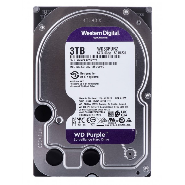 Western Digital Blue Purple internal hard drive 3 TB 5400 RPM 64 MB 3.5