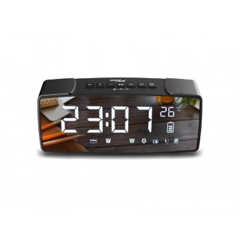 GreenBlue bluetooth clock radio, FM, aux-in, 6W, temperature, alarm, clock, 2200mAh battery, GB200