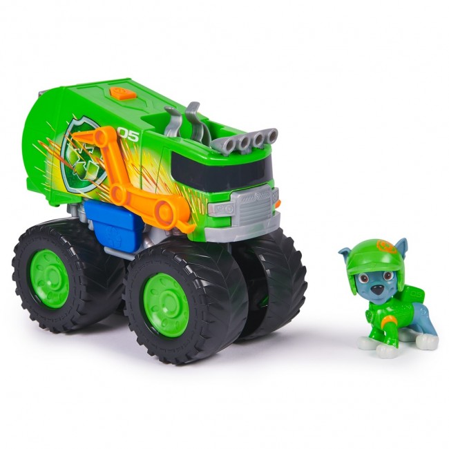 PAW Patrol : Rescue Wheels Rocky s Recycle Truck, Toy Truck with Projectile Launcher and Collectible Action Figure, Kids Toys for Boys & Girls Ages 3+