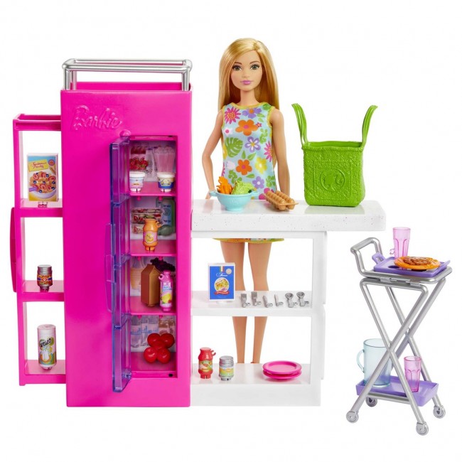 Barbie Doll and Ultimate Pantry Playset, Kitchen Add-On with 30+ Food-Themed Pieces
