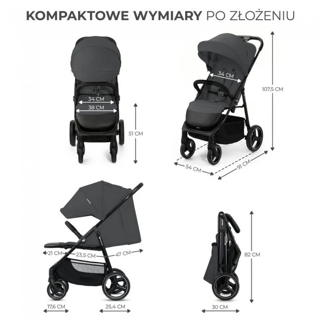 Kinderkraft pram TRIG 3 GRANITE Grey Kinderkraft pram TRIG 3 GRANITE Grey