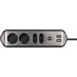 Brennenstuhl 1153590410 power extension 2 m 4 AC outlet(s) Indoor Black, Silver