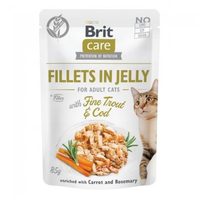 BRIT Care Fillets in Jelly - trout and cod fillets in jelly - wet cat food - 85 g