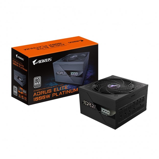 GIGABYTE AORUS ELITE P1000W ICE Power Supply Unit - PCIe 5.0, 80 PLUS Platinum, Fully modular design, 120mm Fan, ATX 3.0 compatible, EU Plug GIGABYTE AORUS ELITE P1000W ICE Power Supply Unit - PCIe 5.0, 80 PLUS Platinum, Fully modular design, 120mm Fan, ATX 3.0 compatible, EU Plug