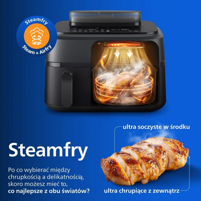 Philips 5000 series NA550/00 fryer Double 9 L Stand-alone 2750 W Hot air fryer Black