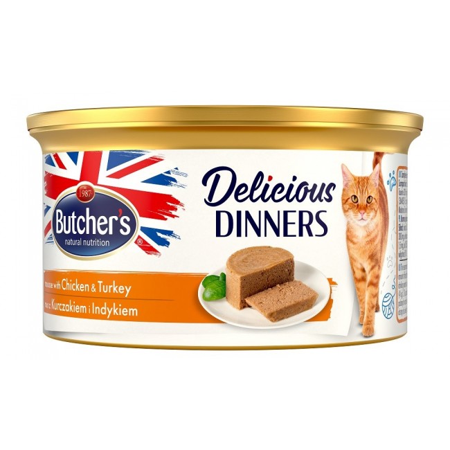 BUTCHER'S Delicious Dinners Chicken with turkey - wet cat food - 85 g