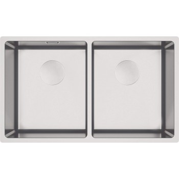 2-bowl wall-hung steel sink
