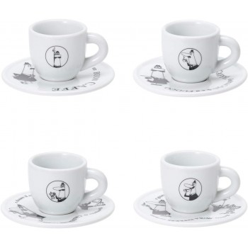 Set of 4 espresso cups BIALETTI CAROUSEL Porcelain 4x 50 ml White