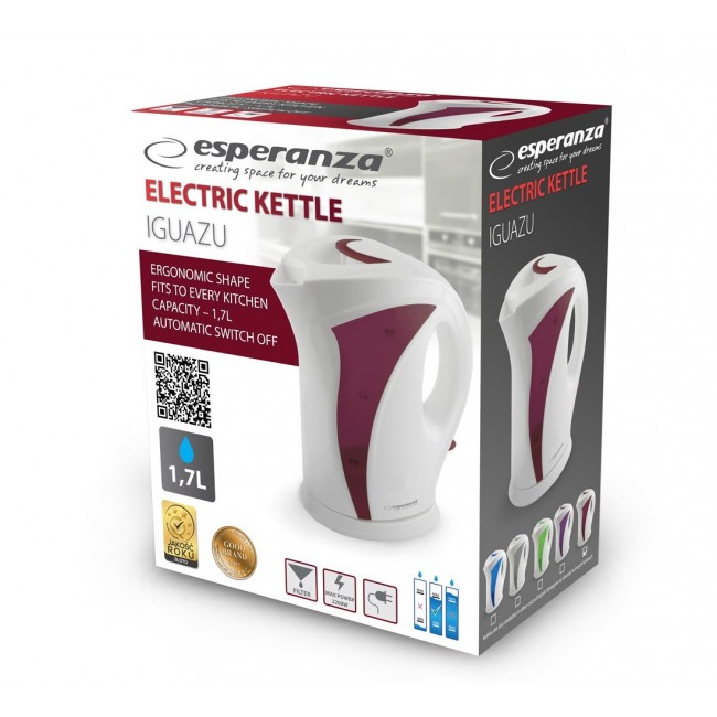 Esperanza EKK018R electric kettle 1.7 L 2200 W Red, White Esperanza EKK018R electric kettle 1.7 L 2200 W Red, White