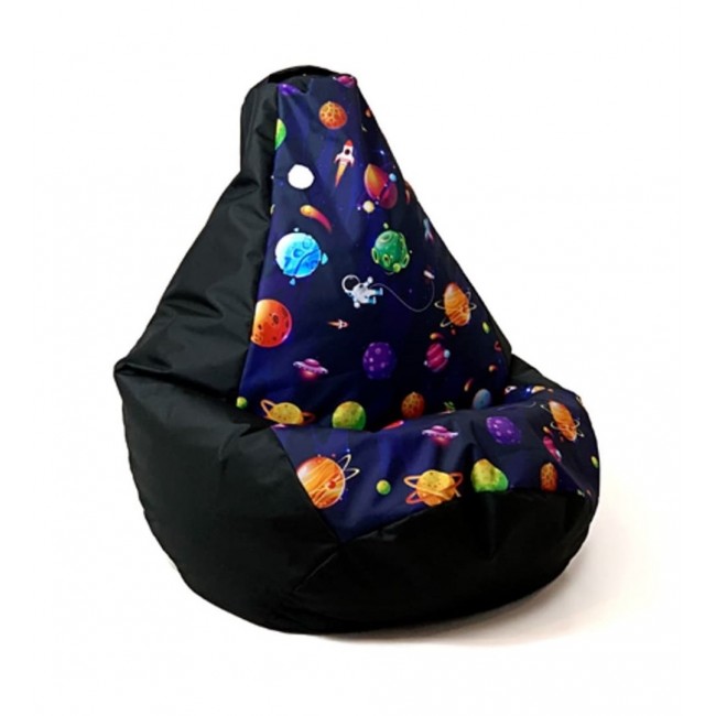 Sako bag pouffe pear print black-planets XXL 140 x 100 cm