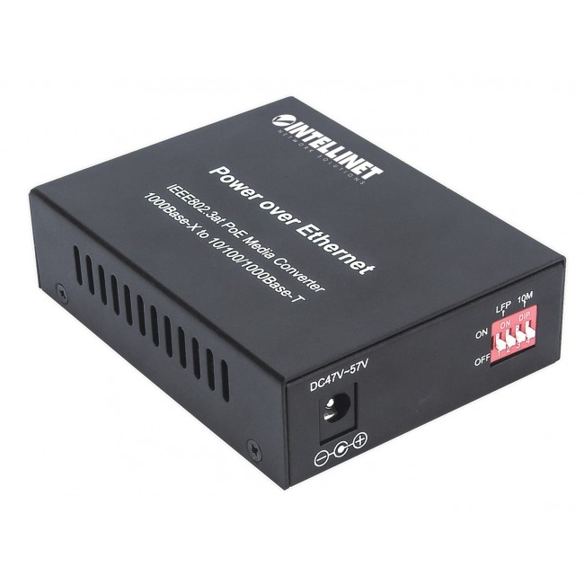 Intellinet Gigabit PoE+ Media Converter, 1 x 1000Base-T RJ45 Port to 1 x SFP Port, PoE+ Injector Intellinet Gigabit PoE+ Media Converter, 1 x 1000Base-T RJ45 Port to 1 x SFP Port, PoE+ Injector