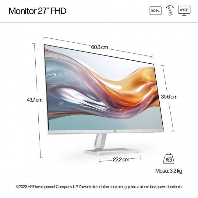 HP 27-inch Series 5 FHD monitor in white - 527sw